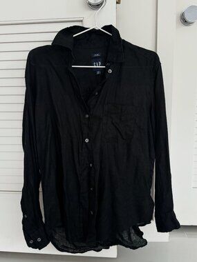Gap big shirt 100% linen xxs in black
